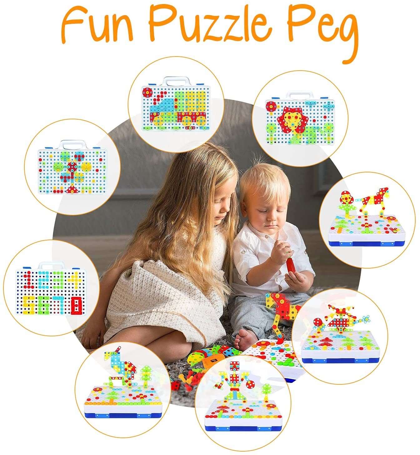 237 Pieces Creative Toy Drill Puzzle Set;  STEM Learning Educational Toys;  3D Construction Engineering Building Blocks for Boys and Girls Ages 3 4 5 6 7 8 9 10 Year Old