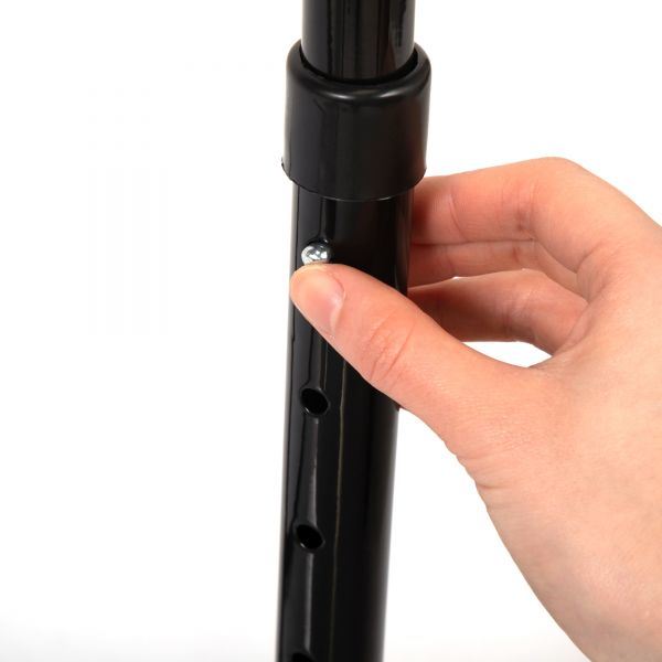 Black Adjustable TV Tray Table with Cup Holder;  Folding TV Dinner Table with 6 Height and 3 Tilt Angle Adjustments, isolated on a white background.