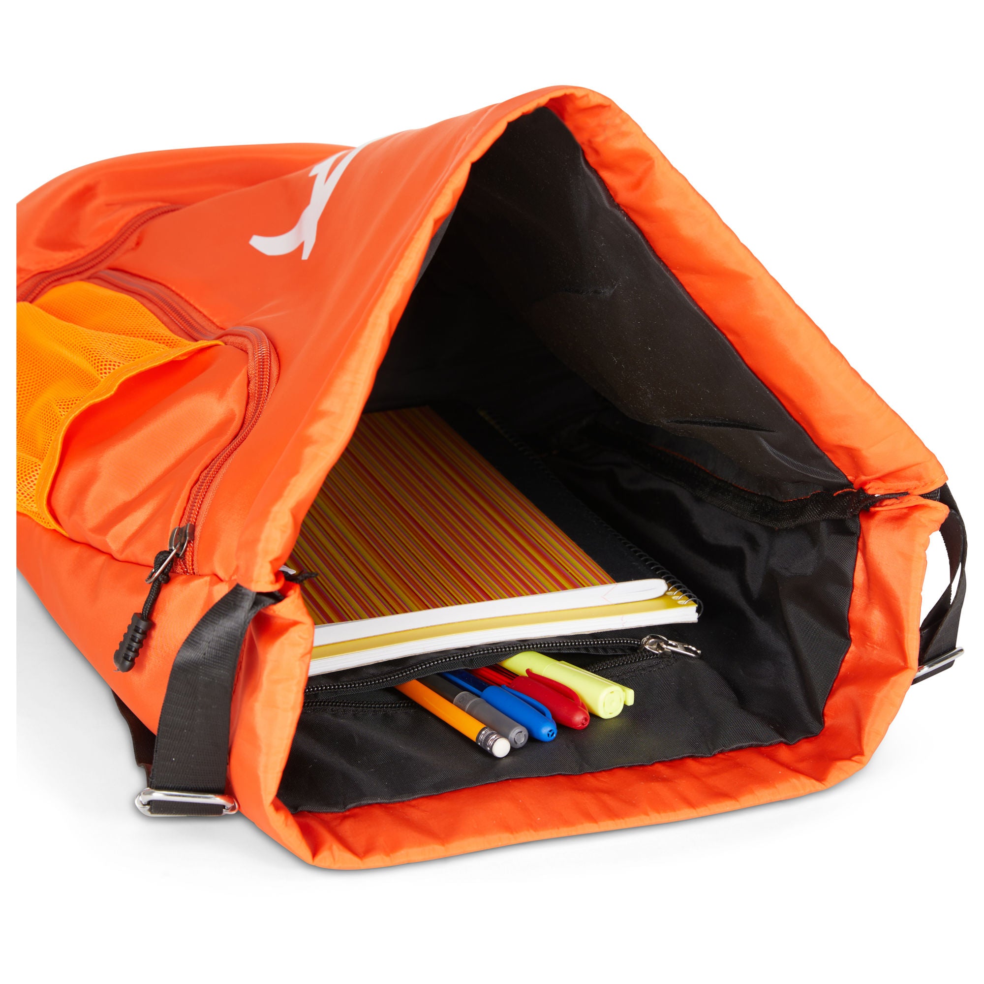 Clarissa GO Bag with a white airplane and suitcase icon, featuring an external pocket and a purple smartphone in a side holder.