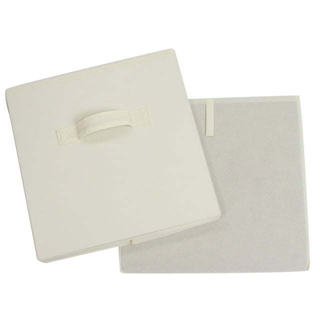 Five black Collapsible Cube Fabric Storage Bins (10.5" x 10.5"), 6 Pack with handles, stacked in a pyramid arrangement on a white background.