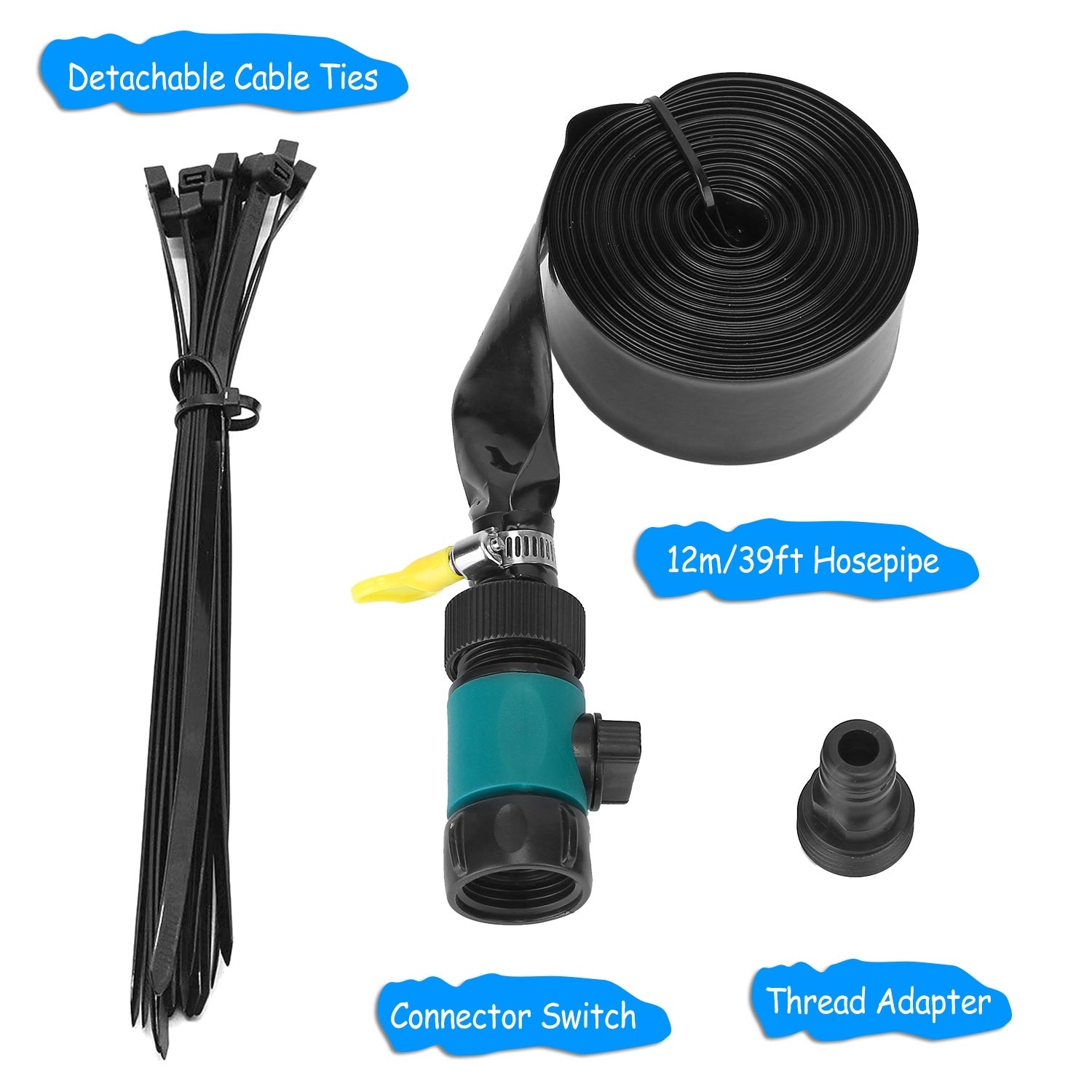 Children play on a Kids Trampoline Sprinkler under a Kids Trampoline Sprinkler, with a spray hose and attachments visible in the foreground.