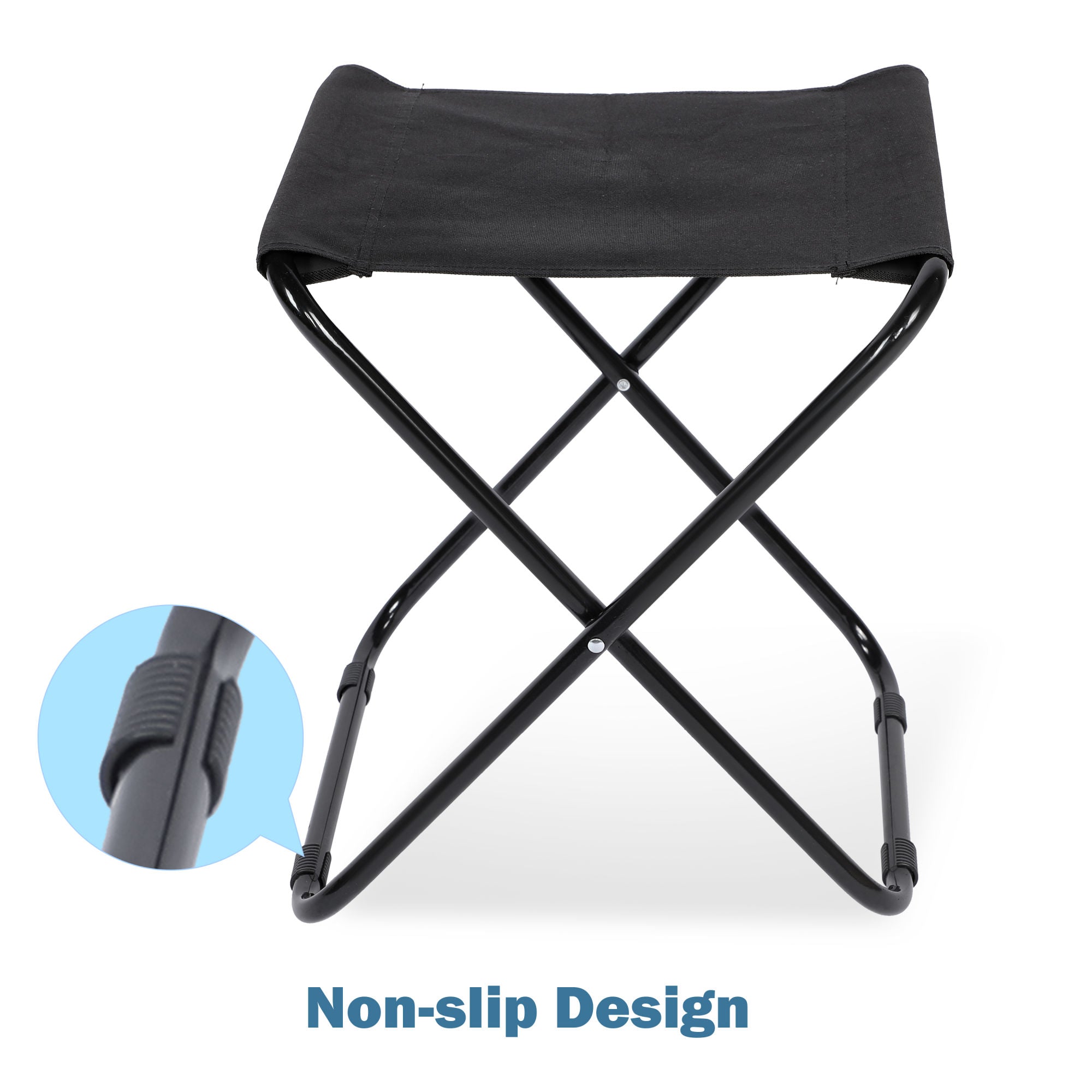 YSSOA Folding Camping Stool with a metal frame, isolated on a white background.