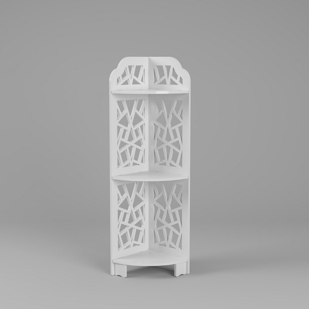 A white Free shipping 3 Tier Corner Shower Shelf Waterproof stocked with various toiletries next to a toilet in a modern bathroom with marble tiles.