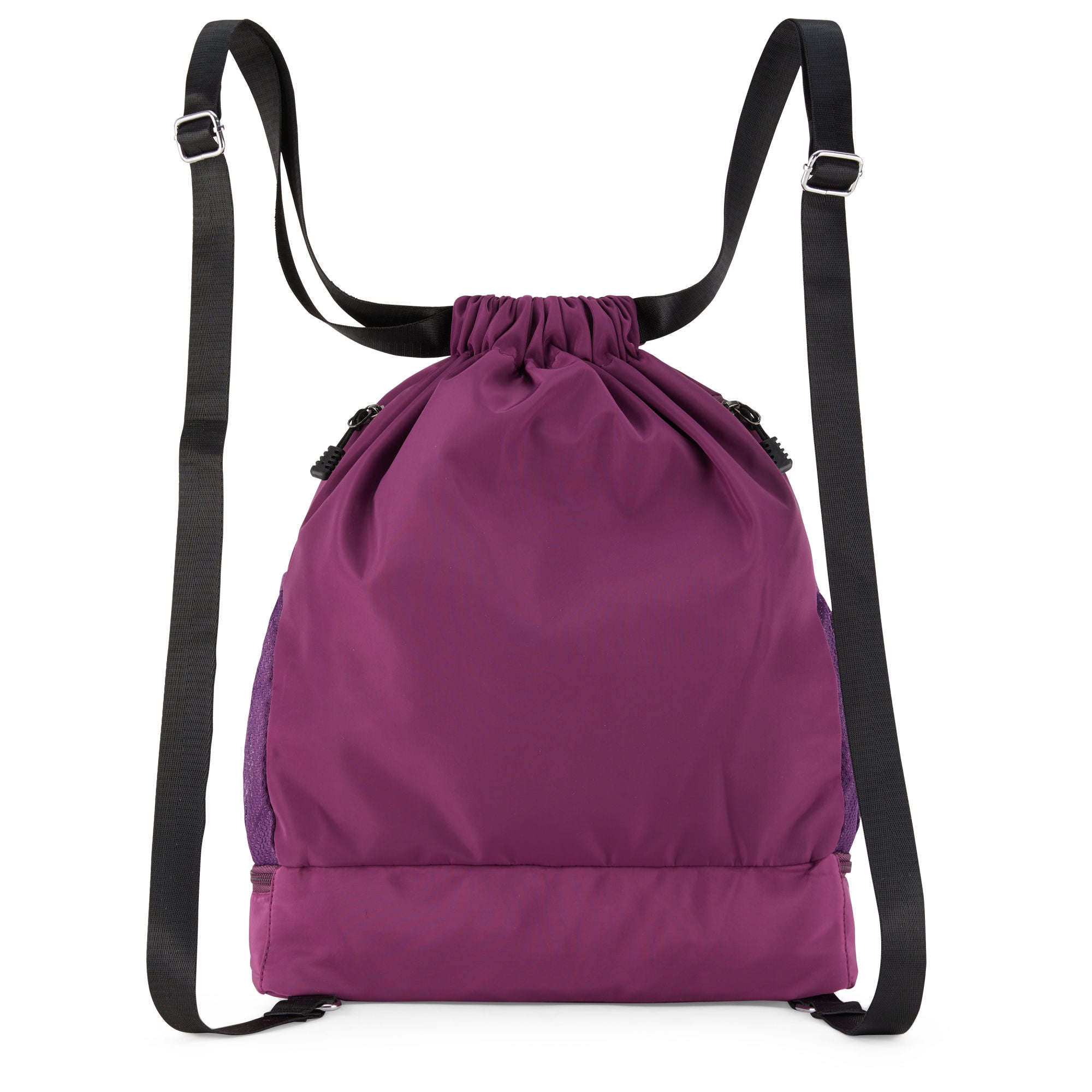 Clarissa GO Bag with a white airplane and suitcase icon, featuring an external pocket and a purple smartphone in a side holder.