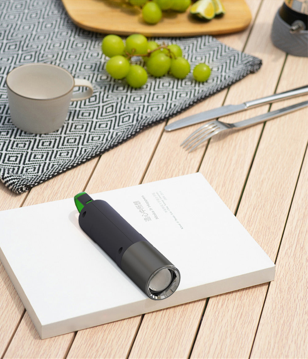 Two modern portable Flash Flashlights with built-in radios and USB fast direct charging ports, one displayed open to show the radio, both emitting light from their bases.