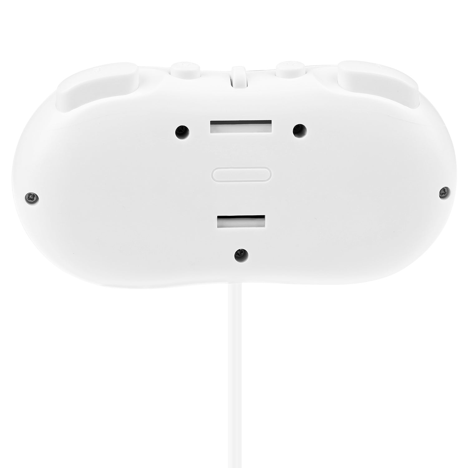 Advertisement for a 2PCS Classic Game Controller Pad Wired Gamepad Joypad Joystick compatible with Wii/WiiWare/Virtual Console games, featuring an ergonomic grip and showing its design and button layout.