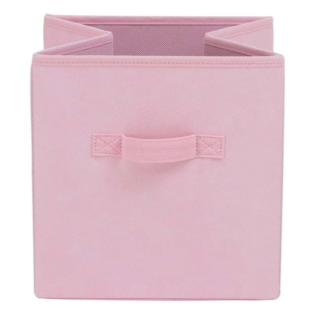 Five black Collapsible Cube Fabric Storage Bins (10.5" x 10.5"), 6 Pack with handles, stacked in a pyramid arrangement on a white background.