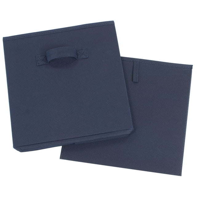 Five black Collapsible Cube Fabric Storage Bins (10.5" x 10.5"), 6 Pack with handles, stacked in a pyramid arrangement on a white background.