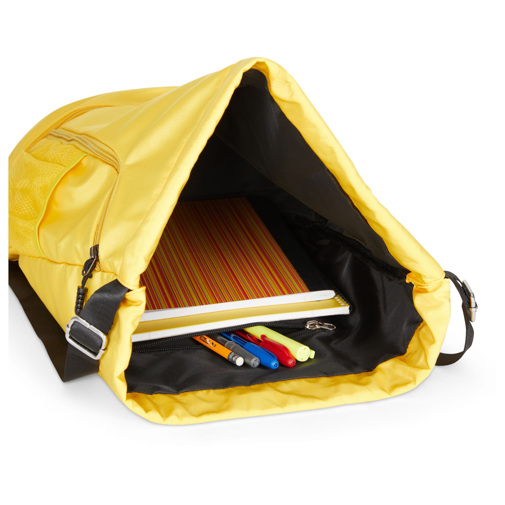 Clarissa GO Bag with a white airplane and suitcase icon, featuring an external pocket and a purple smartphone in a side holder.