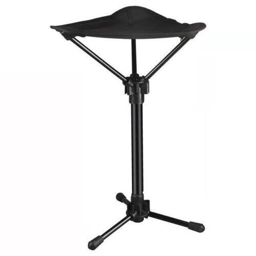 Outdoor Portable Retractable Stool Fishing Summer Hiking Chair Travel Fordable Stool with a triangular seat and a portable tripod base.