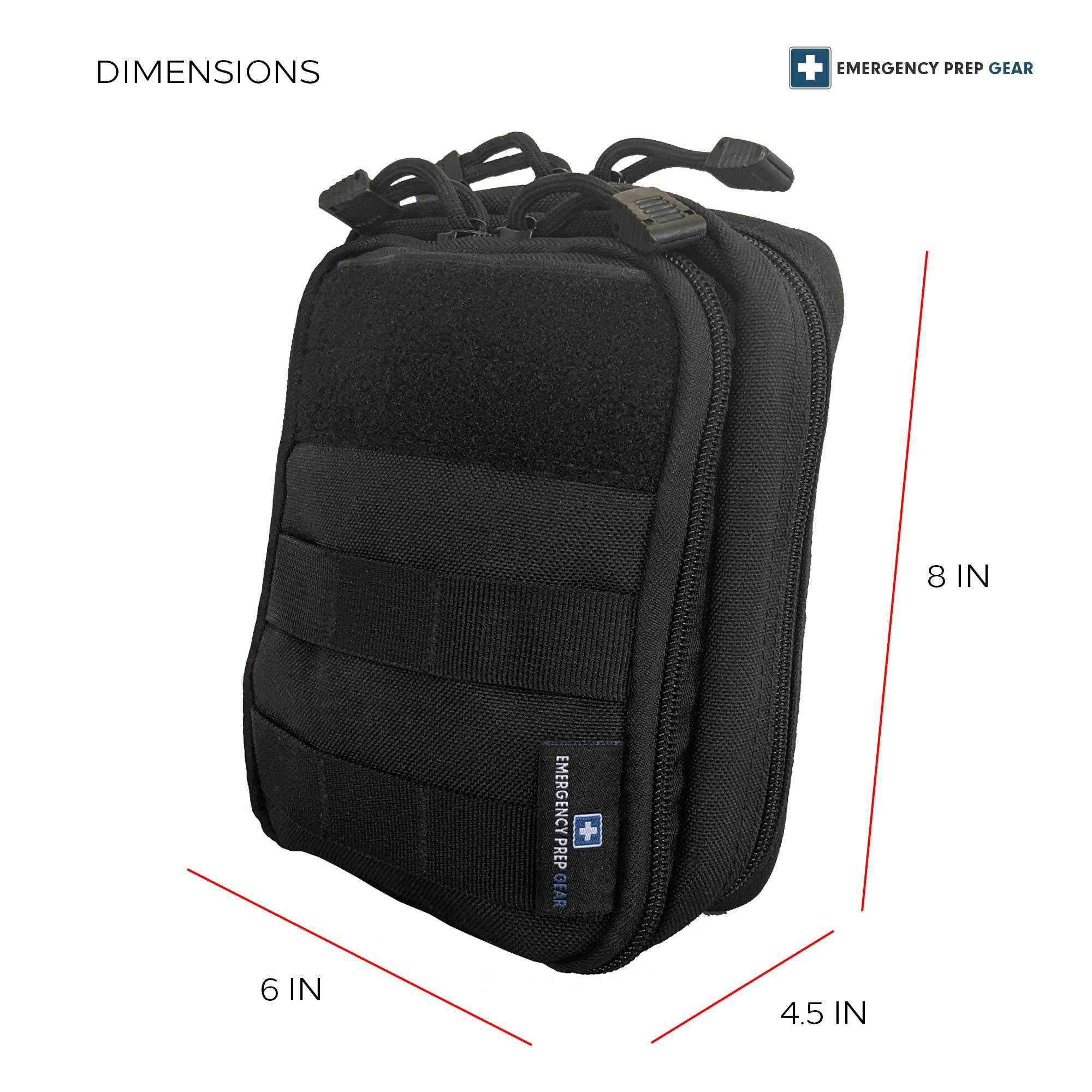 Three black tactical pouches made of 1000D Nylon with zippers, one open to reveal internal compartments, isolated on a white background.