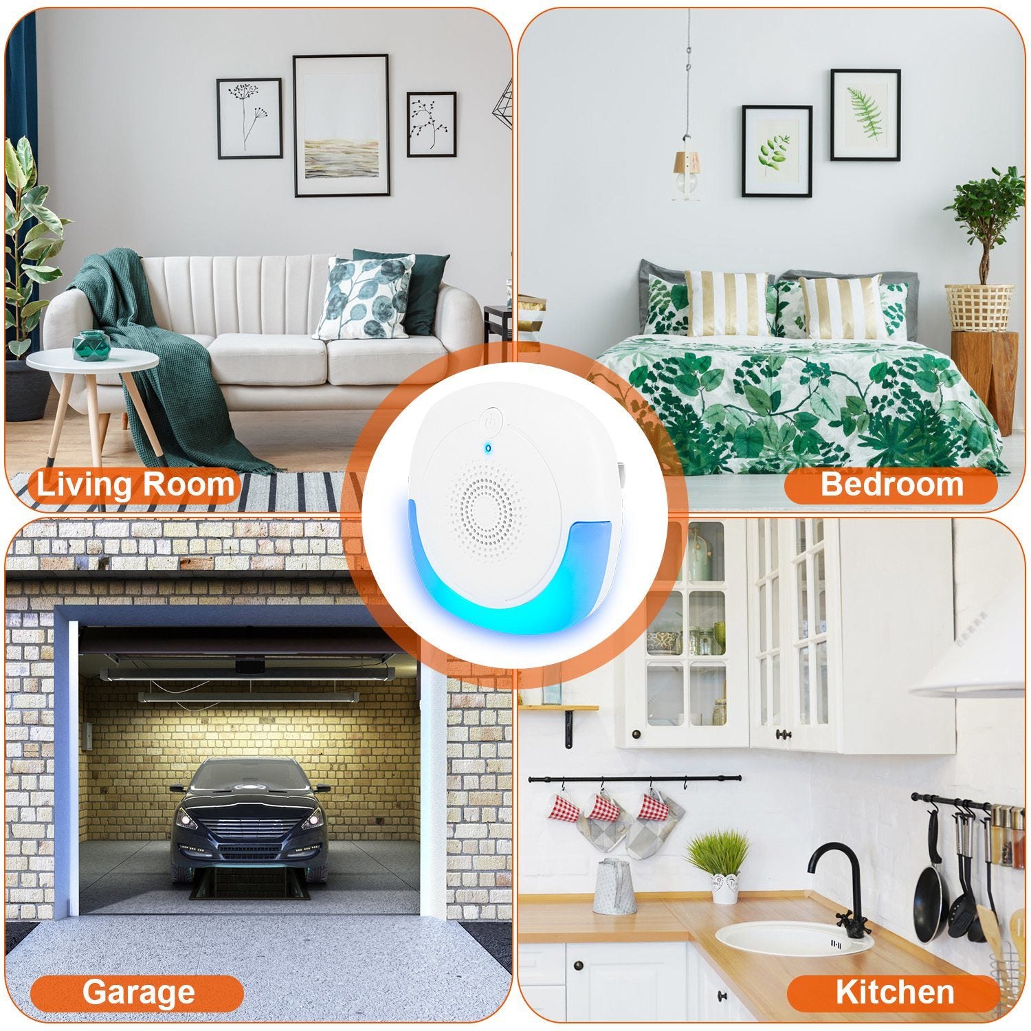 Six 6 Packs Ultrasonic Pest Repellers Plug In Indoor Pest Control Mouse Repellent Chaser Deterrent for Home Kitchen Office Warehouse Hotel arranged in two rows on a white background.