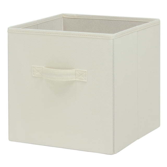 Five black Collapsible Cube Fabric Storage Bins (10.5" x 10.5"), 6 Pack with handles, stacked in a pyramid arrangement on a white background.
