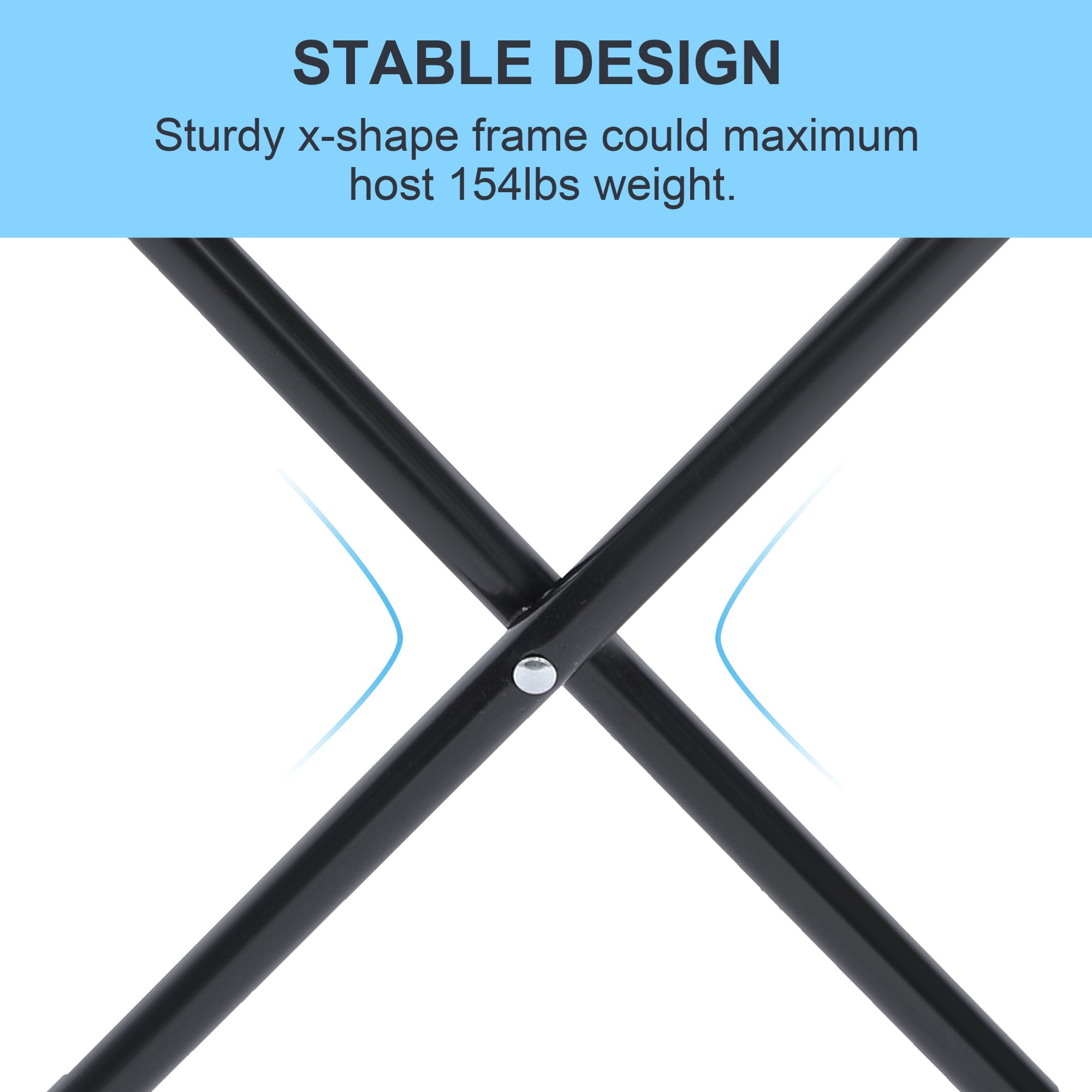 YSSOA Folding Camping Stool with a metal frame, isolated on a white background.