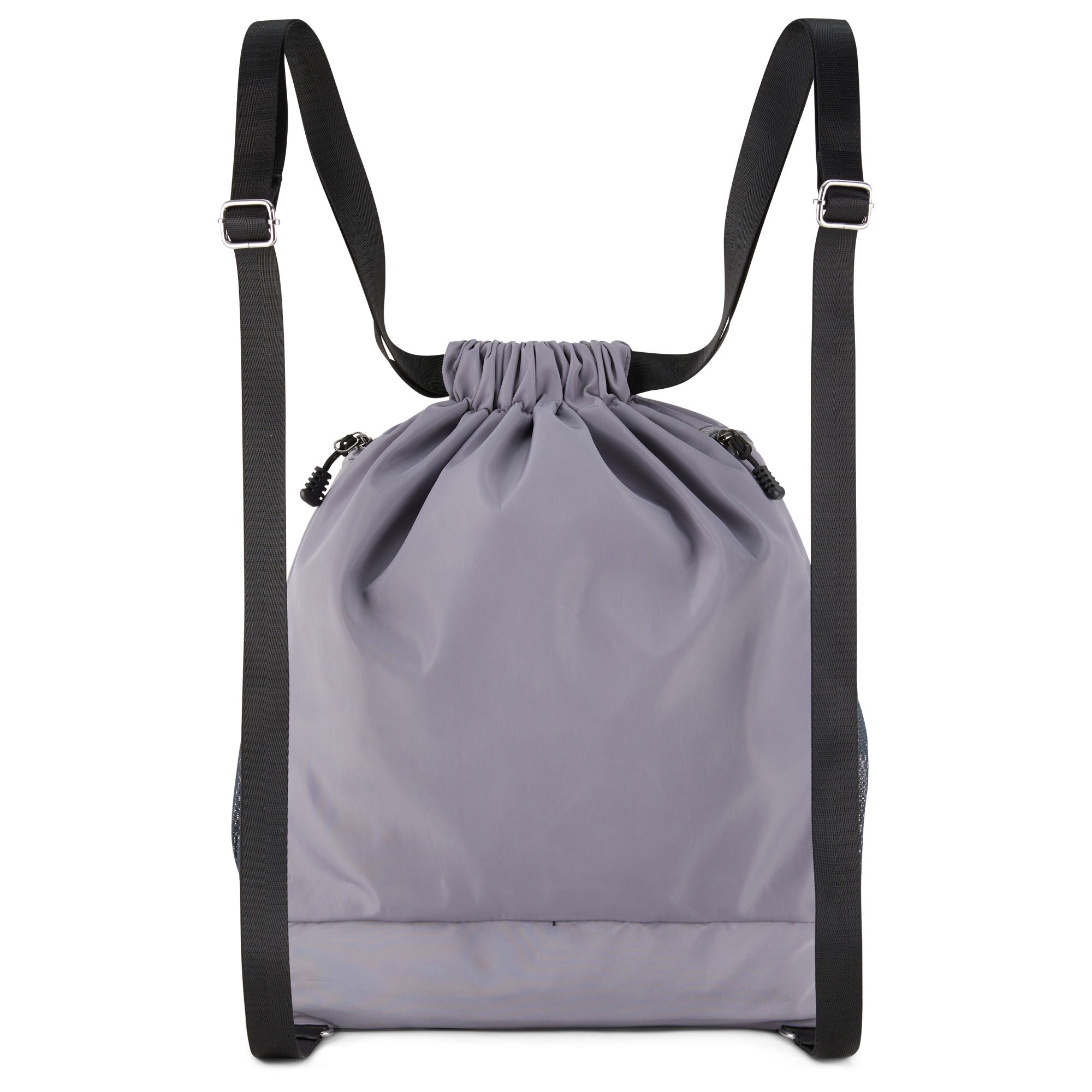 Clarissa GO Bag with a white airplane and suitcase icon, featuring an external pocket and a purple smartphone in a side holder.