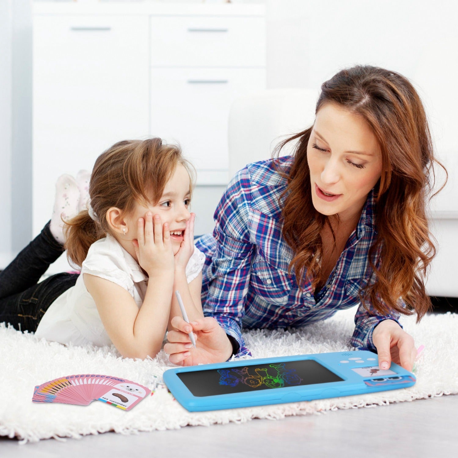 A 224 Words Toddler Learning Toy Talking Flash Cards with LCD Writing Tablet Preschool Educational Reading Drawing Machine Autism Sensory Toy 3+ Years Old Children with stylus and cartoon drawings illuminated in a rainbow of colors, accompanied by music-themed flashcards, is an ideal early education machine.