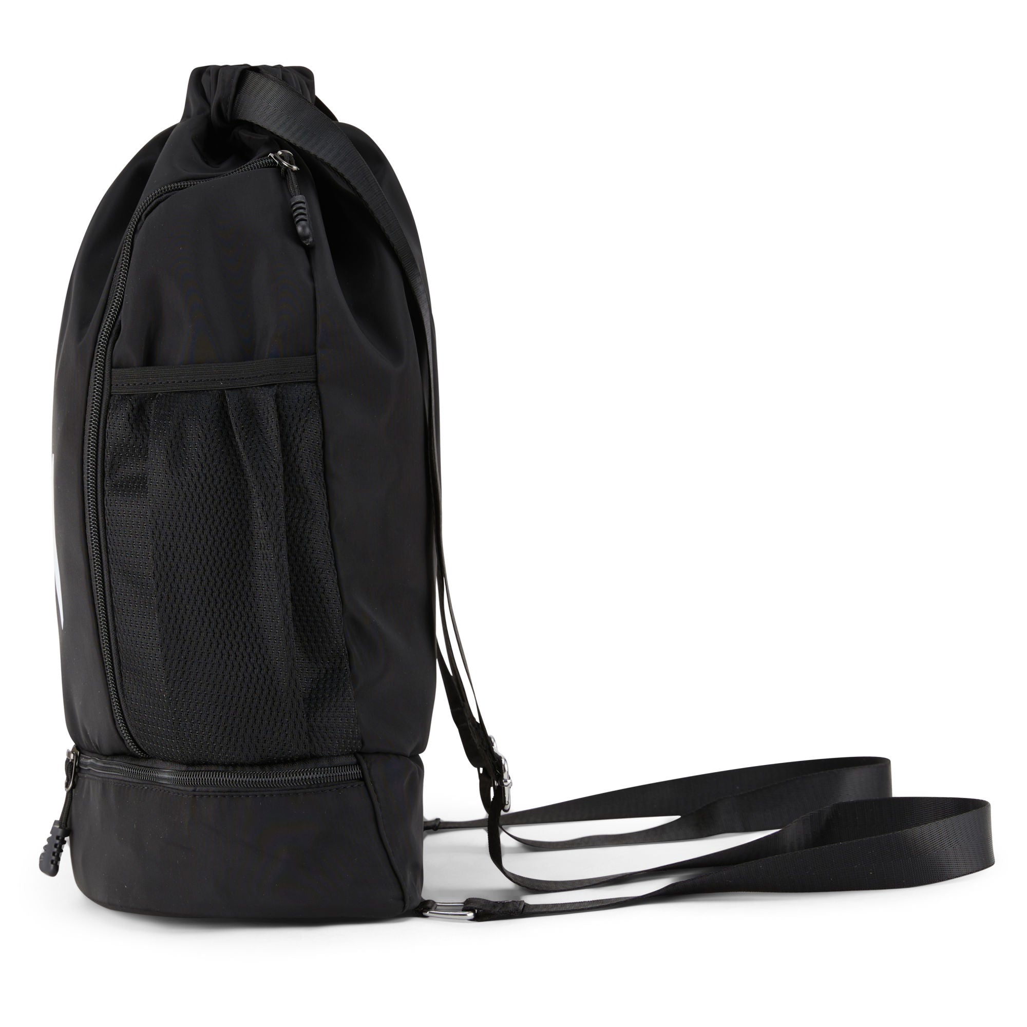 Clarissa GO Bag with a white airplane and suitcase icon, featuring an external pocket and a purple smartphone in a side holder.