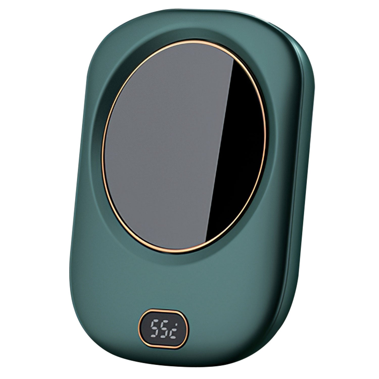 A pink Electric Coffee Mug Warmer for Desk Auto Shut off USB Tea Milk Beverage Cup 3 Temperature Setting with a digital display showing the temperature at 55 degrees Celsius and auto off feature.