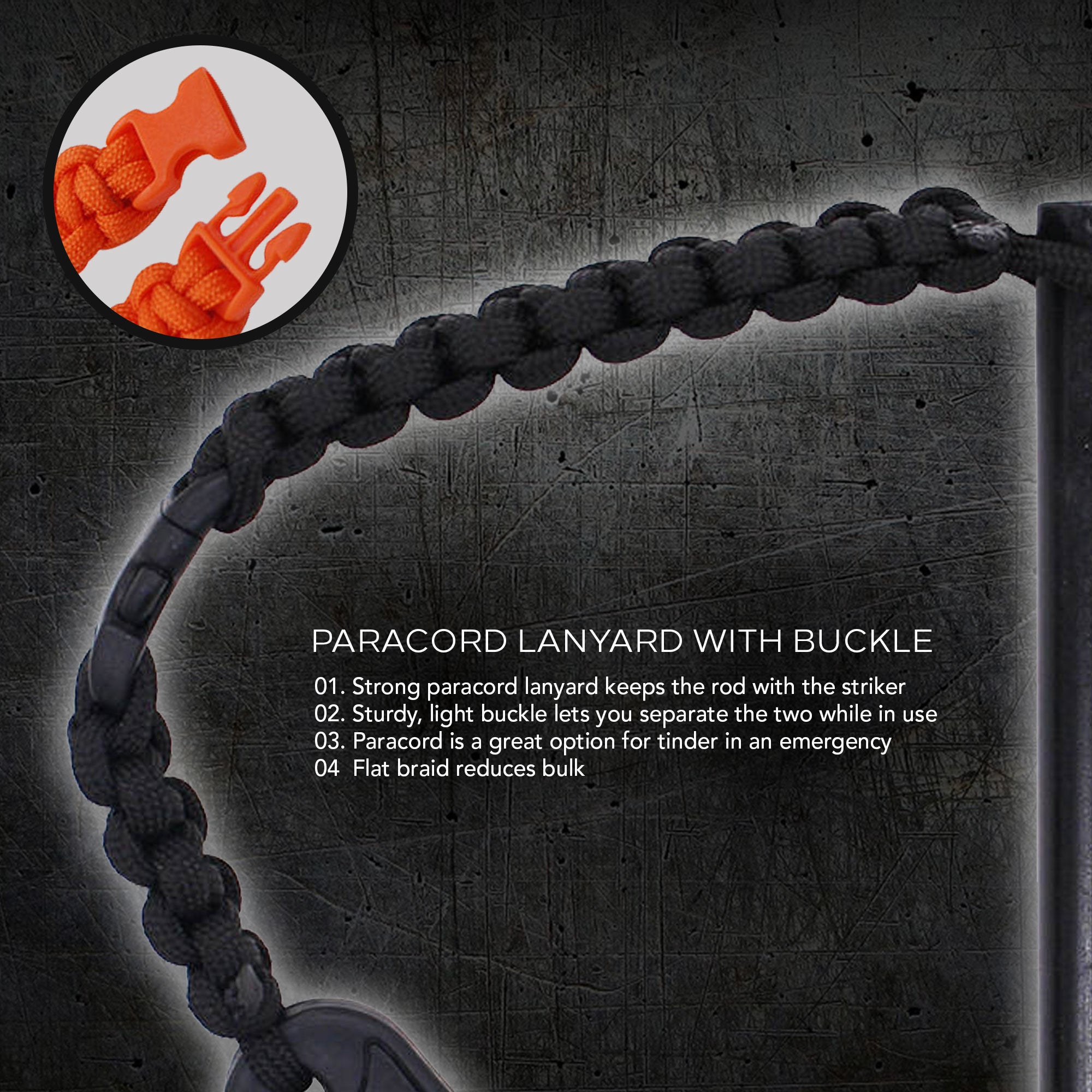 A black security cable lock with a braided rope and integrated keyed lock, ideal for securing bicycles and Hot Strike Ferro Rod Fire Starter.