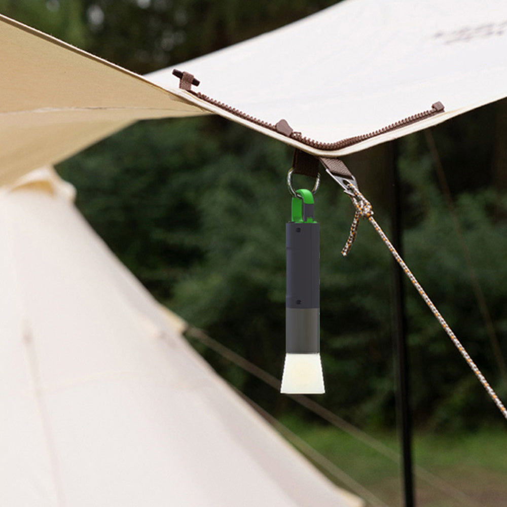 Two modern portable Flash Flashlights with built-in radios and USB fast direct charging ports, one displayed open to show the radio, both emitting light from their bases.