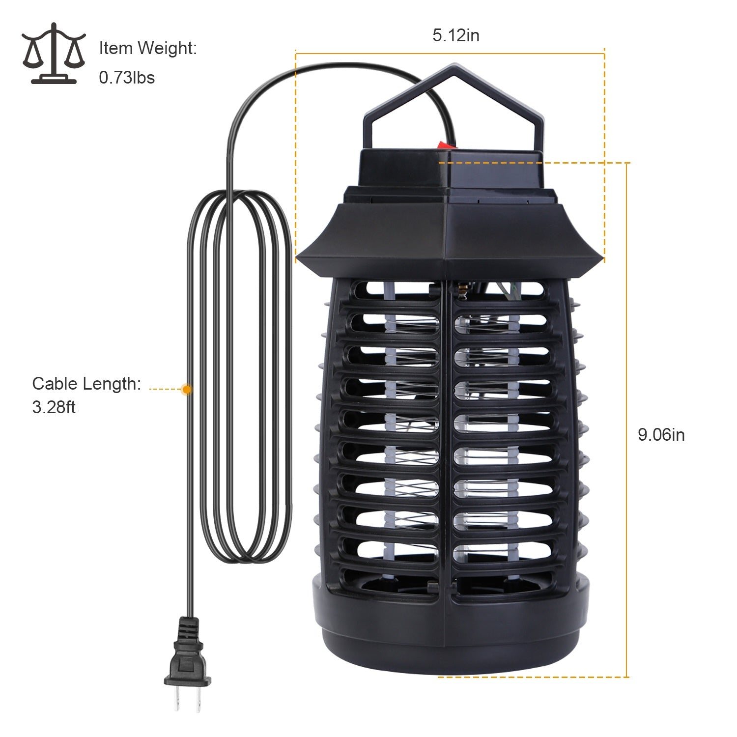Bug Zapper Electric UV Mosquito Killer Lamp Insect Killer Light Pest Fly Trap Catcher with UV light and electric shock, surrounded by flying mosquitoes, isolated on white background.
