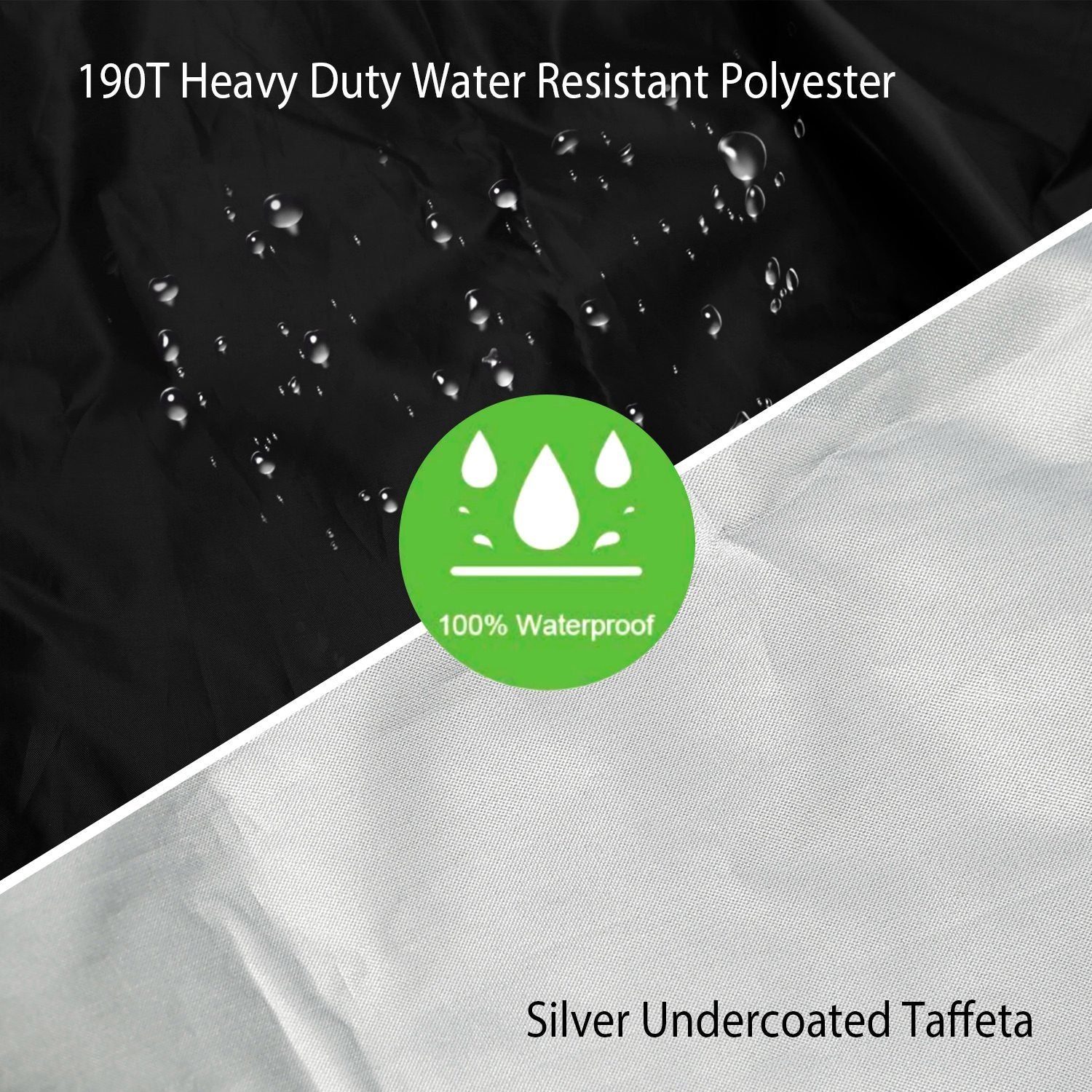 A Circular Table Cover UV Water Resistant Outdoor Furniture Protector fitting over a round table, with the table's legs visible.