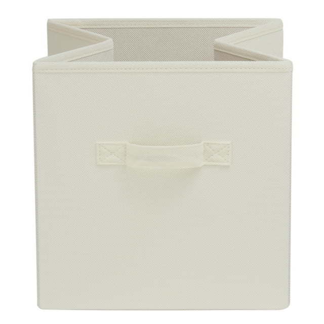 Five black Collapsible Cube Fabric Storage Bins (10.5" x 10.5"), 6 Pack with handles, stacked in a pyramid arrangement on a white background.