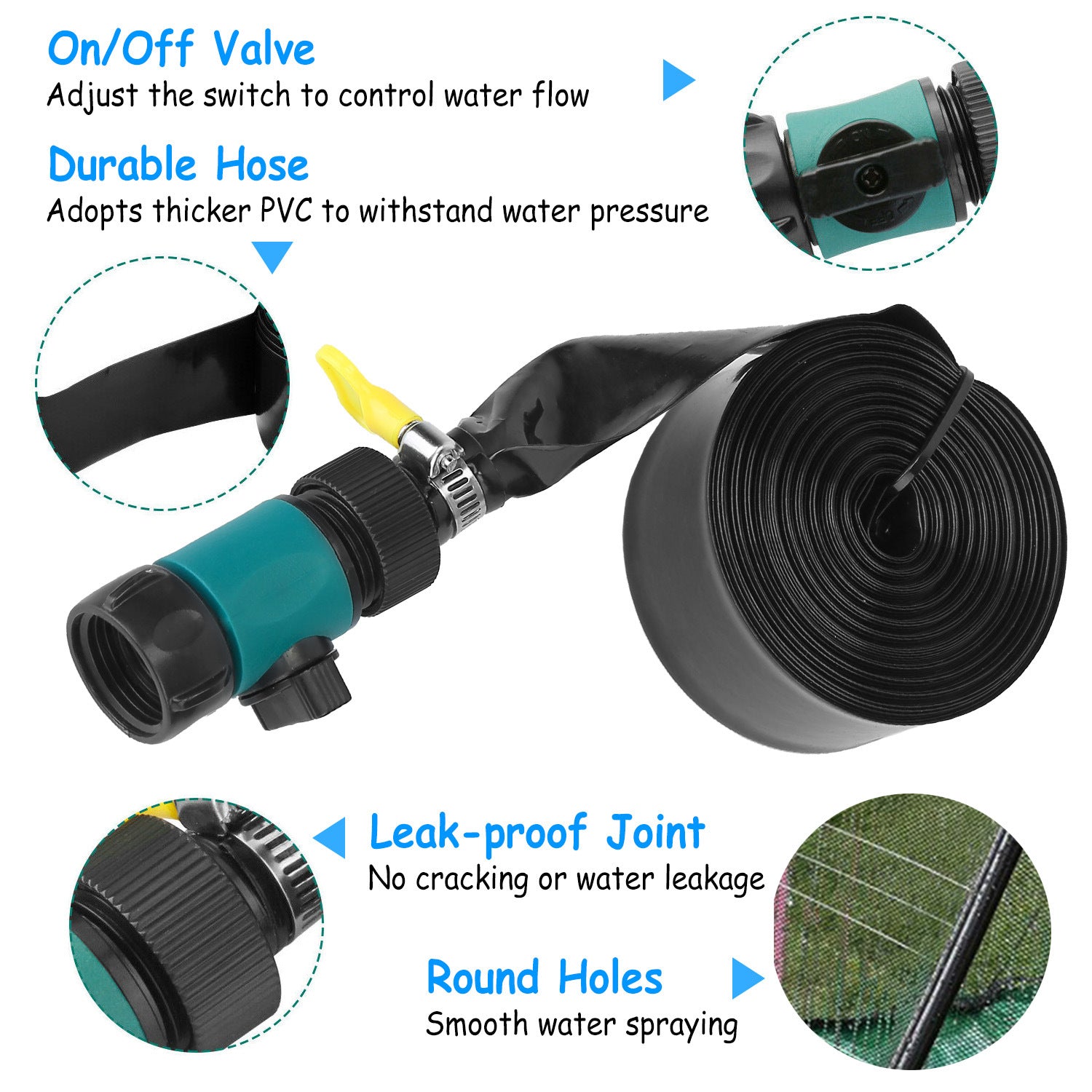 Children play on a Kids Trampoline Sprinkler under a Kids Trampoline Sprinkler, with a spray hose and attachments visible in the foreground.