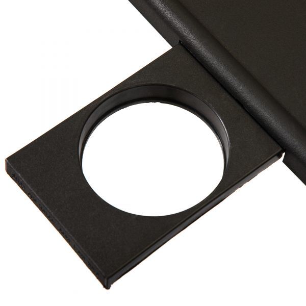 Black Adjustable TV Tray Table with Cup Holder;  Folding TV Dinner Table with 6 Height and 3 Tilt Angle Adjustments, isolated on a white background.