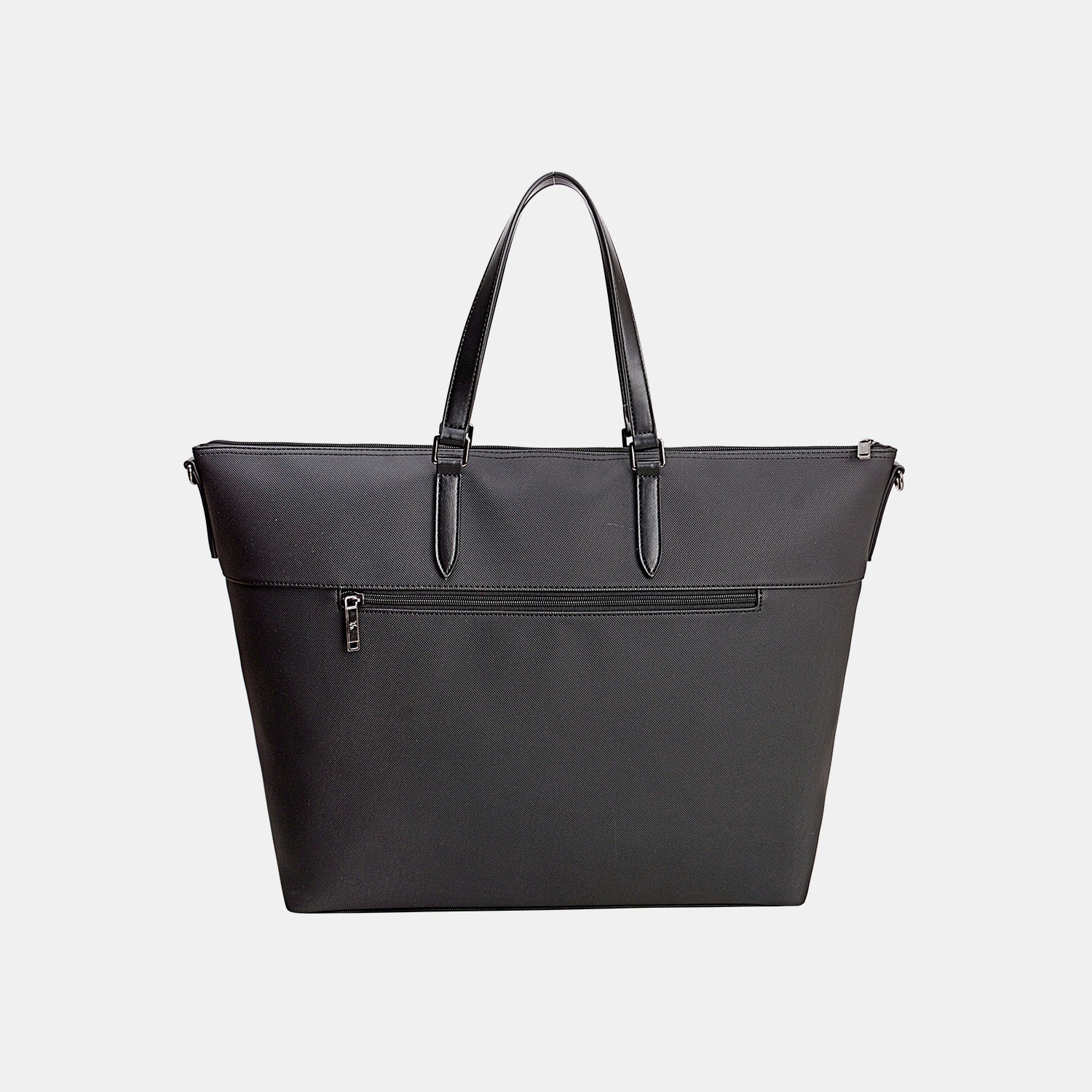 The David Jones PU Leather Large Tote Bag is a stylish and modern accessory, featuring a spacious design in black with two shoulder straps and a discreet logo on the front. Made from durable PU leather, it combines functionality with contemporary elegance.