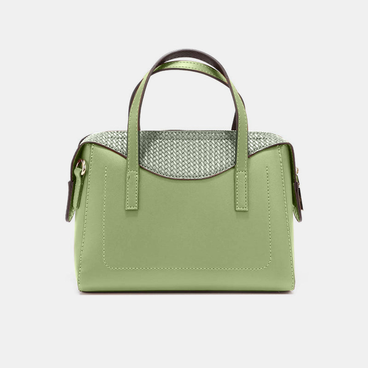 Displayed against a neutral background are three handbags from the Nicole Lee USA 3-Piece Handbag Set in green and beige, including a chic Clutch Wristlet.