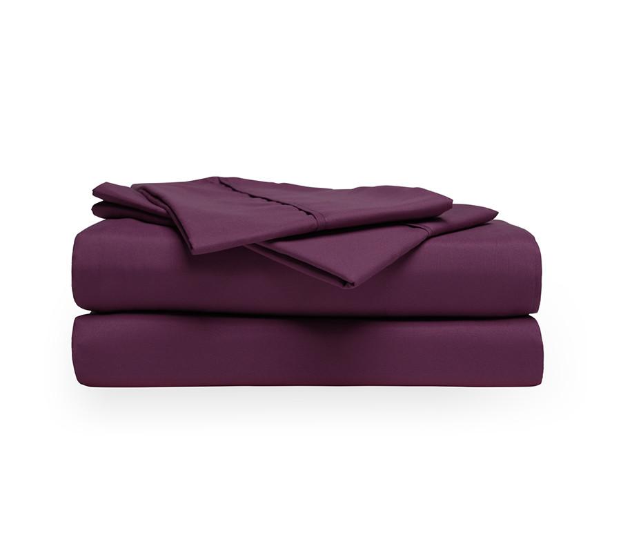 A stack of eggplant sheets.