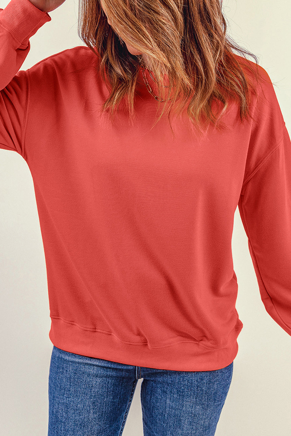 Plain Crew Neck Pullover Sweatshirt