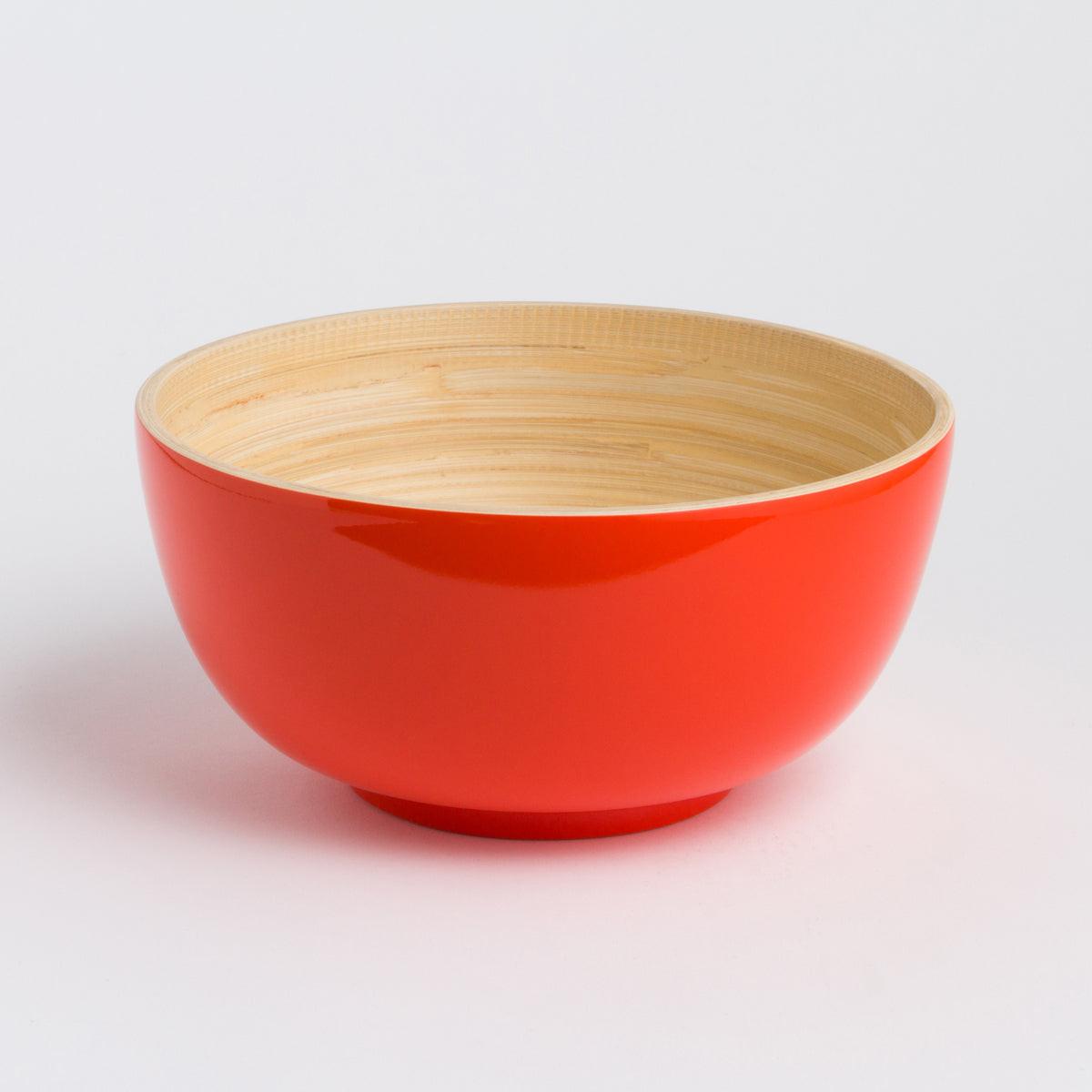 The TCHON Bamboo Salad Bowl (Large) features a cracked grey exterior and a smooth wooden interior, showcasing sustainable design against a plain white background.