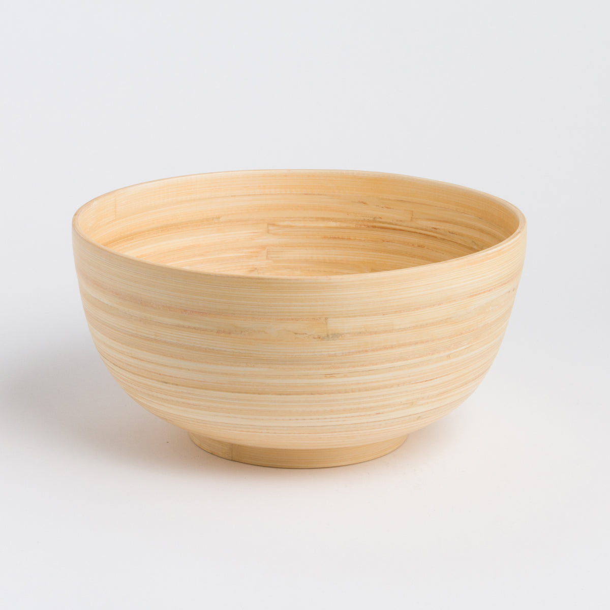 The TCHON Bamboo Salad Bowl (Large) features a cracked grey exterior and a smooth wooden interior, showcasing sustainable design against a plain white background.