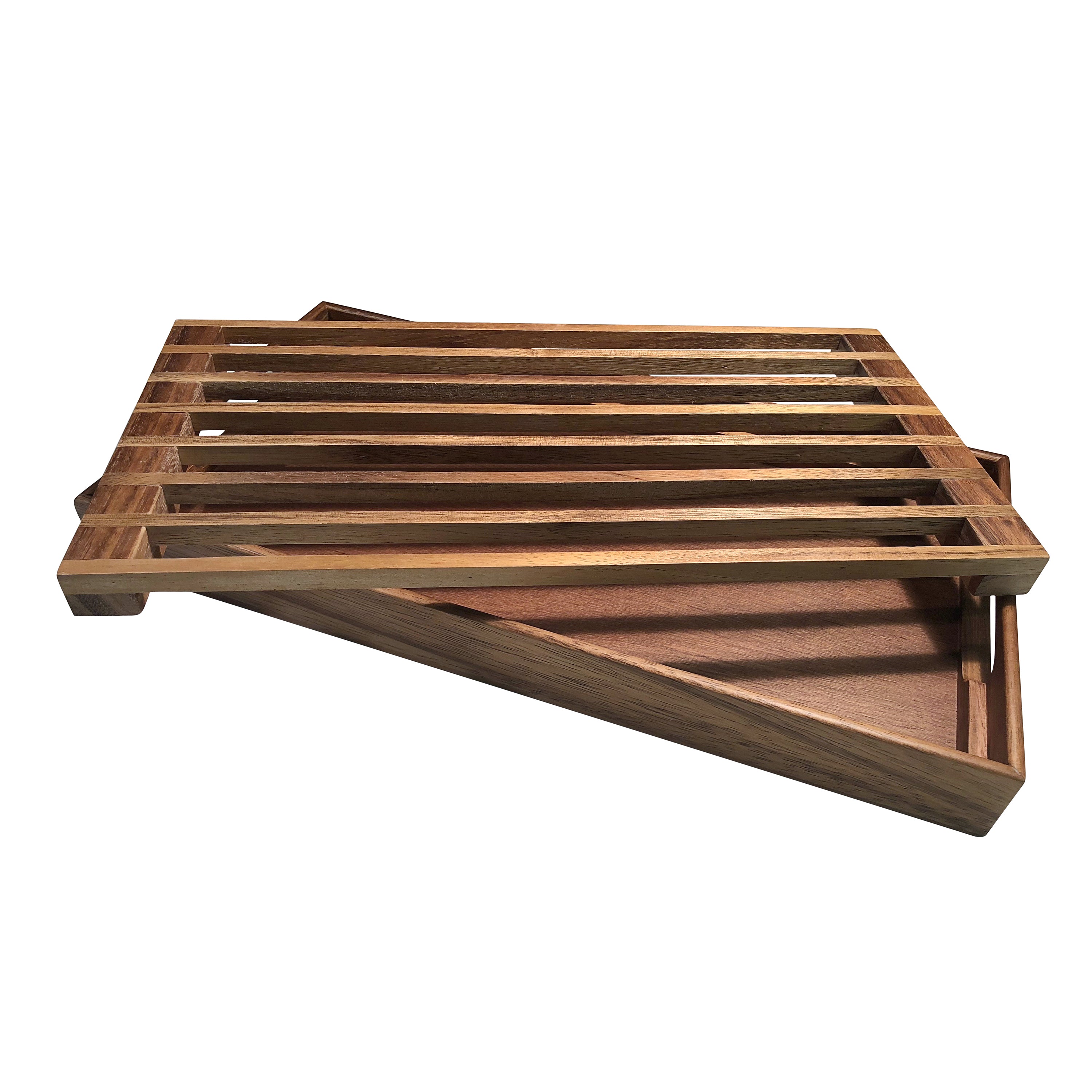 Kronberg Bread Crumb Catcher, a rectangular wooden slatted dish drainer with a smooth finish, crafted from durable Acacia wood for a touch of elegance.