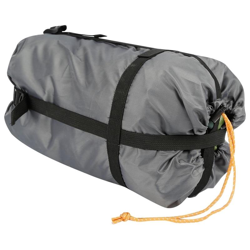 Durable Waterproof Nylon Outdoor Camping Hammock Underquilt equipped with a ripstop nylon underquilt, displayed against a white background, with inset images showing its compact storage bag and attachment clips.