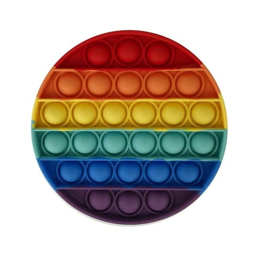 A Colorful Rainbow Bubble Press Fidget Stress Relief Toy (4 pcs set) made of high-quality silicone, isolated on a white background.