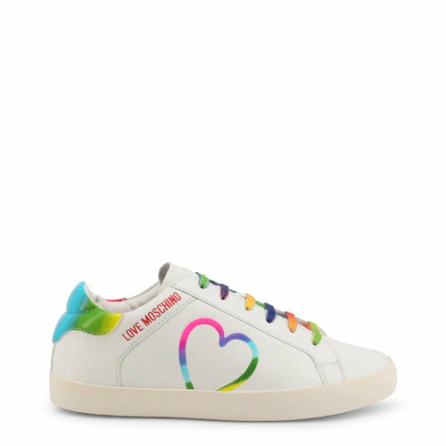 Rainbow Heart sneakers with colorful shoe laces.