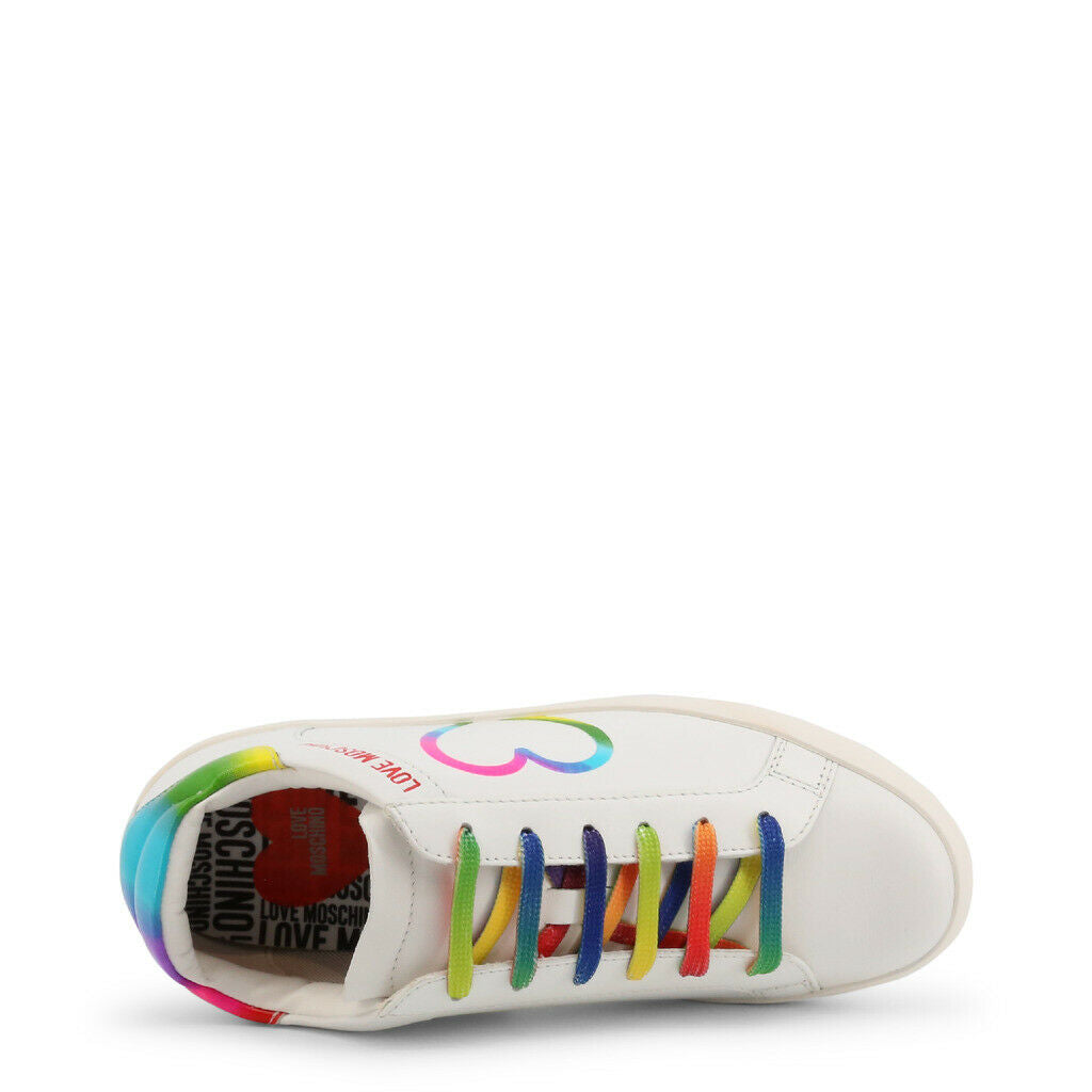 Rainbow Heart sneakers with colorful shoe laces.