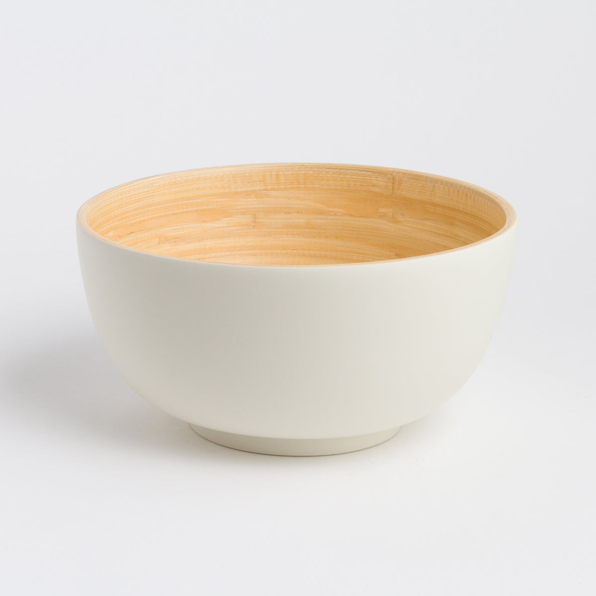 The TCHON Bamboo Salad Bowl (Large) features a cracked grey exterior and a smooth wooden interior, showcasing sustainable design against a plain white background.