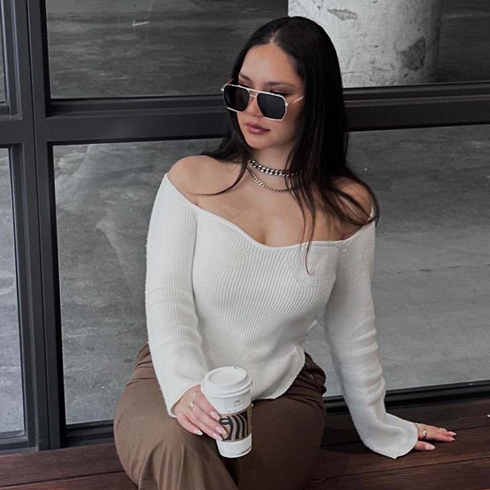 A pair of Goldie sunglasses with brown lenses.