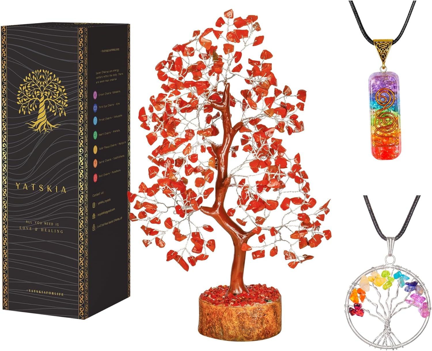 Seven Chakra Tree of Life - Crystal Tree for Positive Energy - Tree of Life Decor - Feng Shui Decor - Spiritual Gifts - 7 Chakra Tree, Money Tree - Stone Tree - Home Decor - Crystal Decor