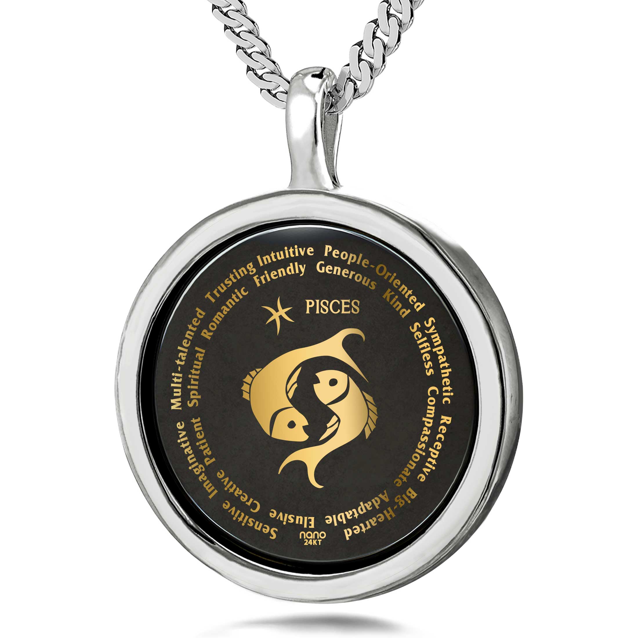 Pisces Necklaces for Lovers of the Zodiac 24k Gold Inscribed