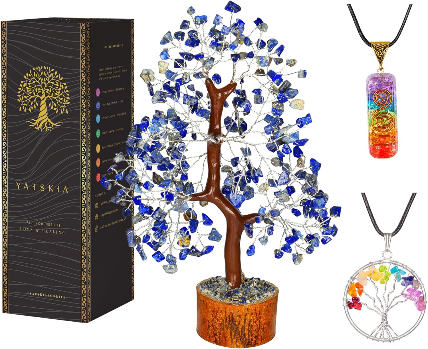 Seven Chakra Tree of Life - Crystal Tree for Positive Energy - Tree of Life Decor - Feng Shui Decor - Spiritual Gifts - 7 Chakra Tree, Money Tree - Stone Tree - Home Decor - Crystal Decor