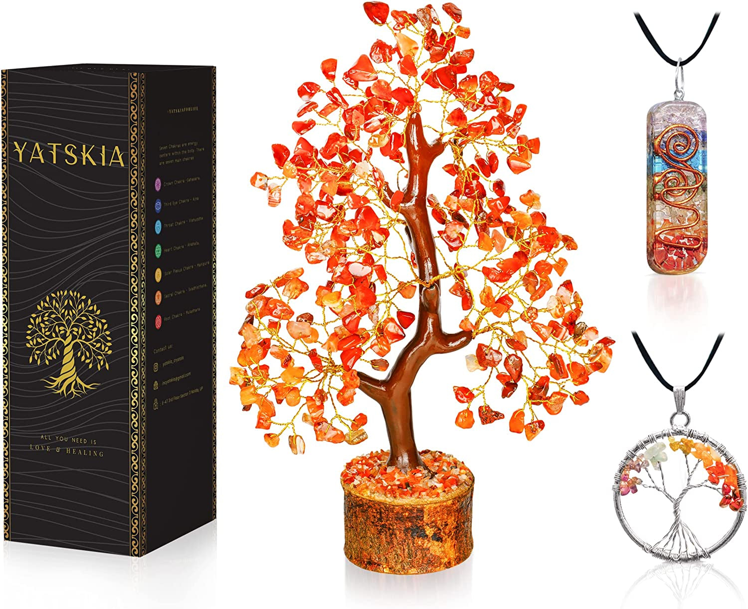 Seven Chakra Tree of Life - Crystal Tree for Positive Energy - Tree of Life Decor - Feng Shui Decor - Spiritual Gifts - 7 Chakra Tree, Money Tree - Stone Tree - Home Decor - Crystal Decor