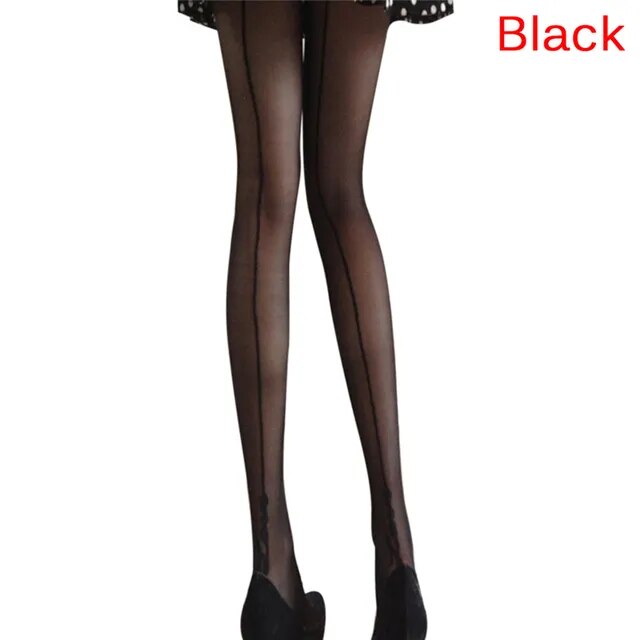 A stylish pair of Sassy Letters Ladies' Tights with black and white stripes.