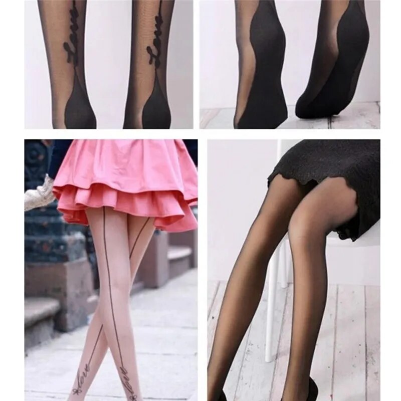 A stylish pair of Sassy Letters Ladies' Tights with black and white stripes.