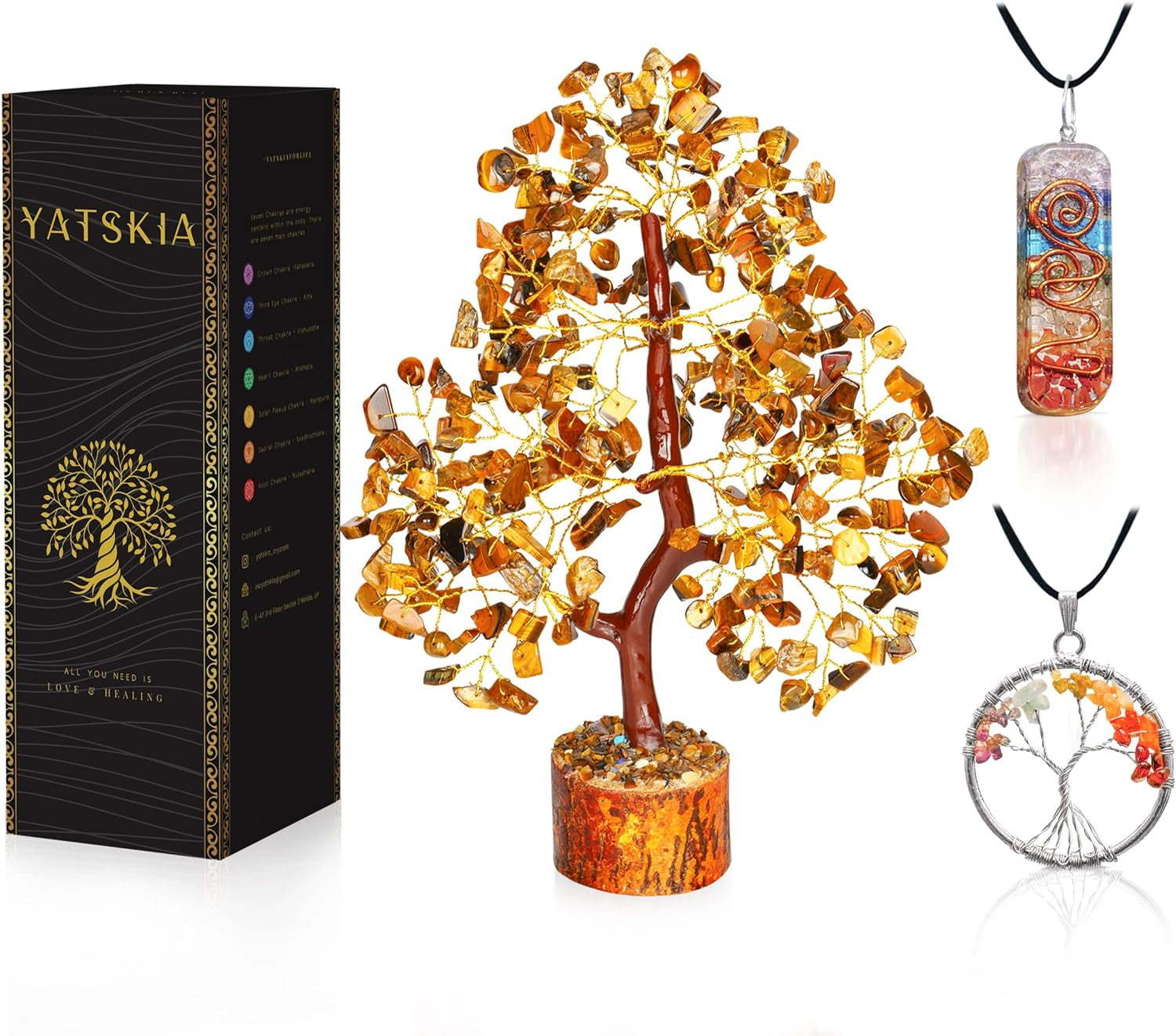 Seven Chakra Tree of Life - Crystal Tree for Positive Energy - Tree of Life Decor - Feng Shui Decor - Spiritual Gifts - 7 Chakra Tree, Money Tree - Stone Tree - Home Decor - Crystal Decor