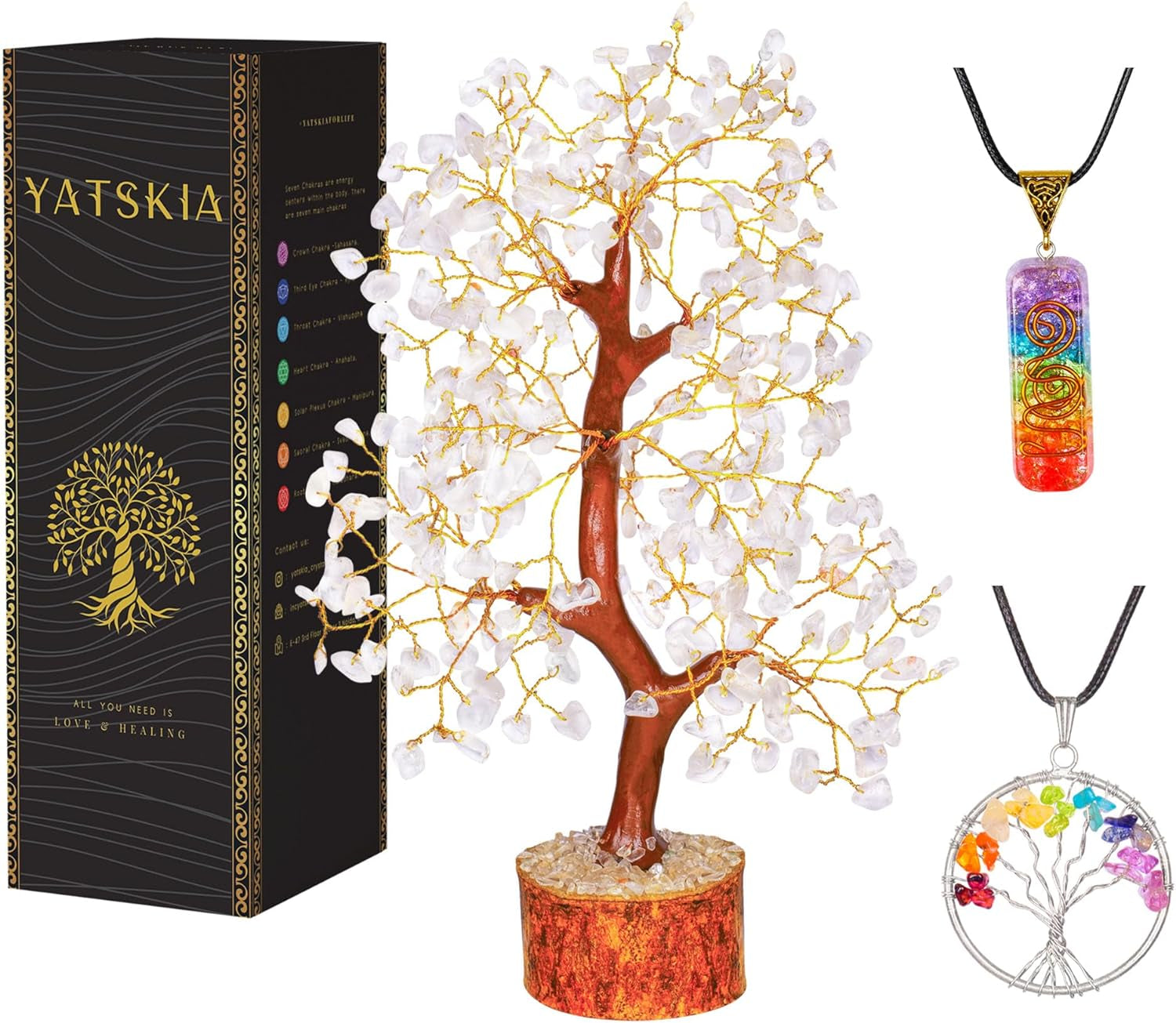Seven Chakra Tree of Life - Crystal Tree for Positive Energy - Tree of Life Decor - Feng Shui Decor - Spiritual Gifts - 7 Chakra Tree, Money Tree - Stone Tree - Home Decor - Crystal Decor